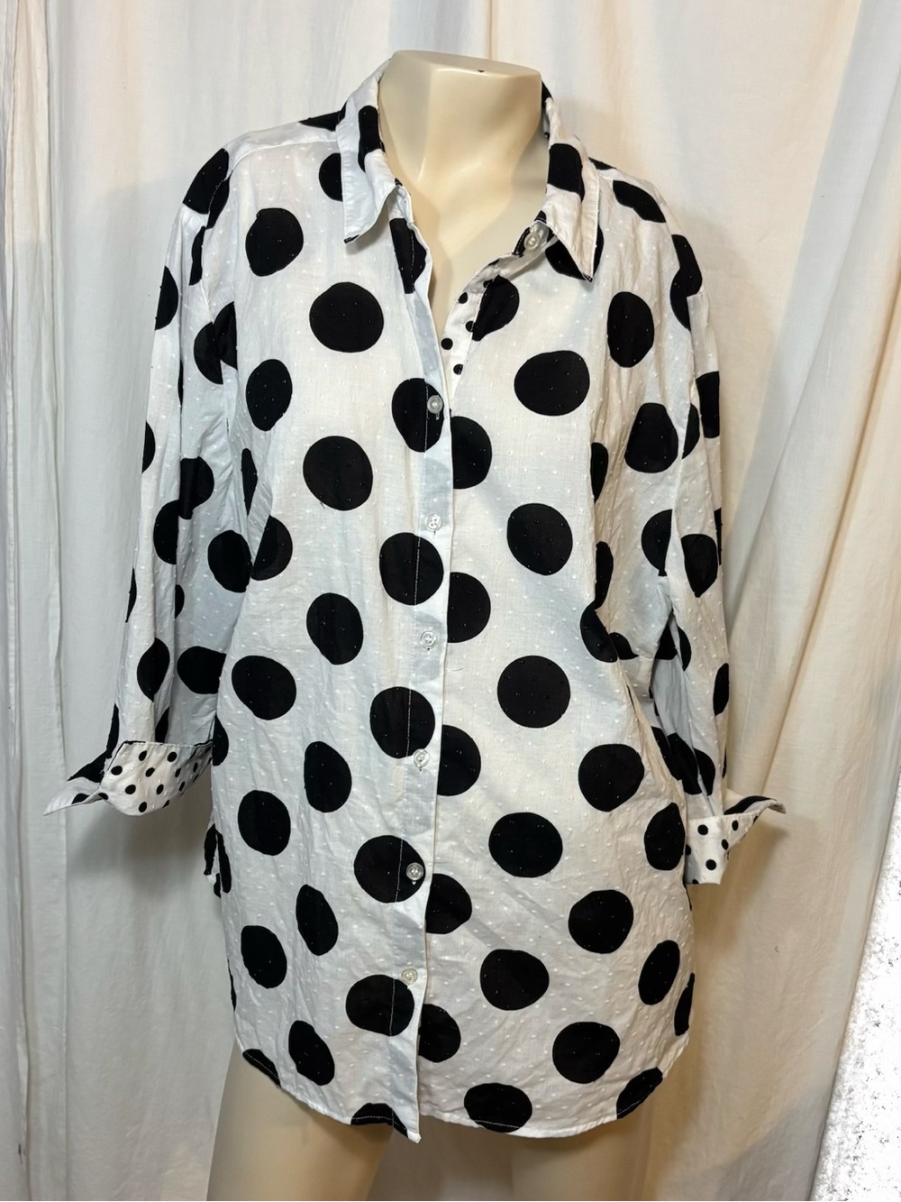 Chico’s women’s polka dot cotton size 3 XL button down top